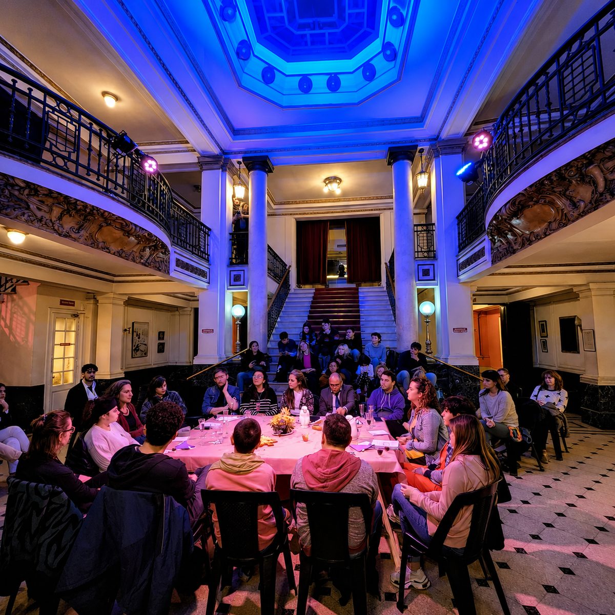 Primera Bacanal en el hall del Teatro Fundación Astengo